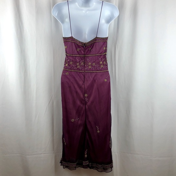 Marina Silk embellished sheer overlay midi dress 4 - Picture 6 of 7